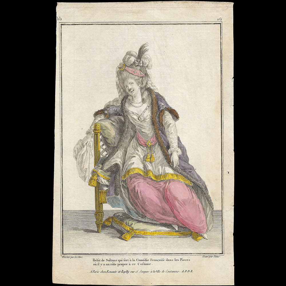 Gallerie des Modes et Costumes Français, 1778-1787, gravure n° BB 152, Habit de Sultane (1779)