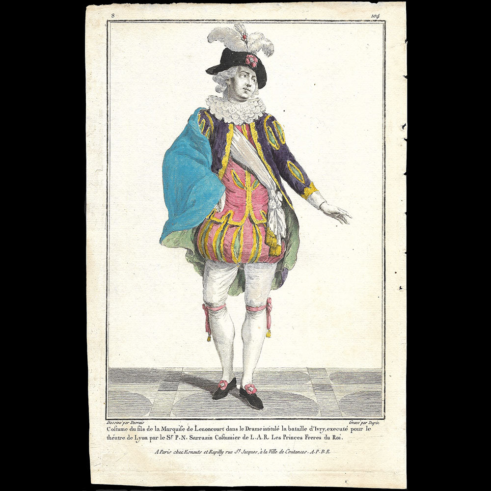 Gallerie des Modes et Costumes Français, 1778-1787, gravure n° S 104, Costume du fils de la Marquise de Lenoncourt (1778)