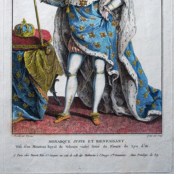Louis XVI. Monarque juste et bienfaisant: vêtu d'un manteau royal.